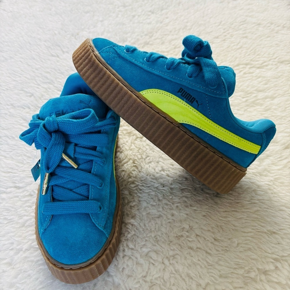 Puma Fenty x Creeper Phatty Speed Blue/Lime Suede Unisex Sneakers EU 37 US W6 M5 - Picture 6 of 12
